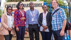 L to R: Employees from DHL Global Forwarding (Rahab Njeri, Sophie Katsenga, Victor Were, Sarah Njoroge) and Jonas Bygdeson from My Dream Now