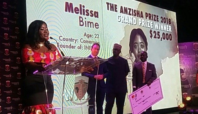 Healthcare entrepreneur, Melissa Bime, wins 2018 Anzisha Prize.
