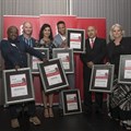 L to R: Theodore Jephta (Die Son); Asanda Nini (Daily Dispatch – also accepted obo Bongani Fuzile, Nonsindiso Qwabe); Travis Goate (Vodacom); Jayed-Leigh Paulse (SABC); Malibongwe Dayimani (accepted obo Sino Majangaza, Bongani Fuzile); Ryland Fisher (VJOY convenor) and Deidre Uren (SABC - accepted obo SABC winners).