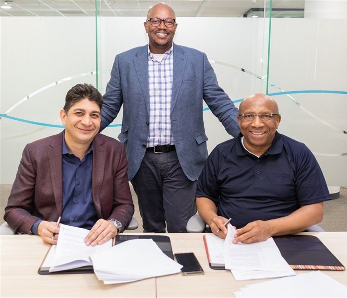 L to R: Shameer Joosup (CEO Vodacom), Serame Taukobong (Telkom Consumer CEO) and Sipho Maseko (Telkom Group CEO)