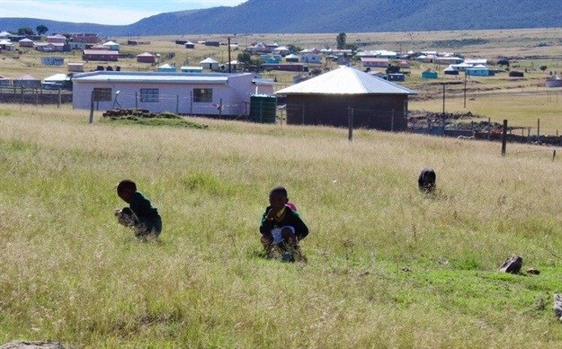 Young children use a field as a toilet at Ntshingeni Senior Primary near Cofimvaba in the Eastern Cape. Equal Education wants schools like this to be fixed. Photo: Yamkela Ntshongwana / GroundUp