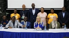 Group photo of the resource personalities at the sports journalists seminar.