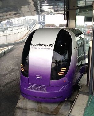 A ‘Personal Rapid Transit’ pod waiting for passengers at Heathrow Airport in England - ©Moshrunners/