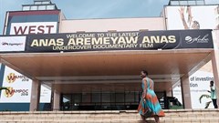 The Accra International Conference Centre screened a documentary by undercover journalist Anas Aremeyaw Anas in Accra, Ghana, on June 7, 2018. Ahmed Hussein Suale Divela, who was involved in the film, was murdered on January 16. Credit: CPJ - Francis Kokoroko/Reuters.