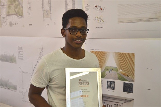 Jason Ngibuini, regional winner in the 32nd Corobrik Architectural Student of the Year Award