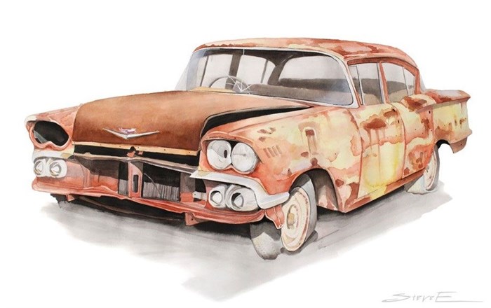 Rusty 58 Chev - 50cm x 70cm - watercolour on paper