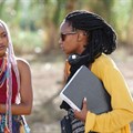 Kenyan filmmaker, Wanuri Kahiu, on the set of her film, Rafiki.