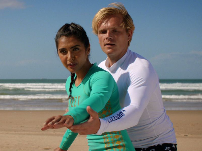 Cory training Sunni to surf