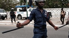 Police officers are seen in Ghana's capital, Accra, on March 28, 2018. Several officers were recently suspended in Accra after allegedly assaulting reporters from the local Ghanaian Times. Credit: CPJ/Francis Kokoroko/Reuters.