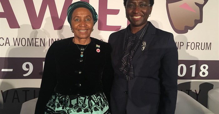 (L-R): Zanele Mbeki, former First Lady of South Africa and Irene Ochem, AWIEF founder and CEO. Credit: AWIEF.