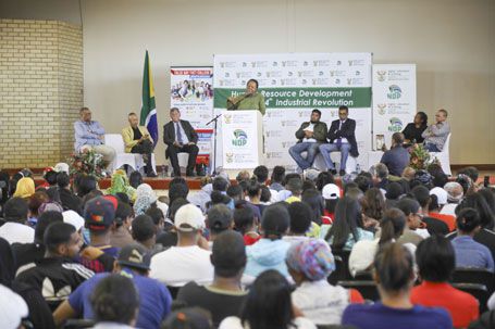 Minister of Higher Education and Training, Doctor Naledi Pandor addresses a full house at the Youth Summit.