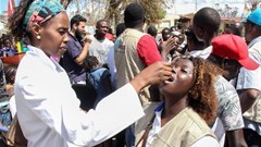 A woman receiving an oral cholera vaccine in Beira, Mozambique. Celeste Mac-Arthur