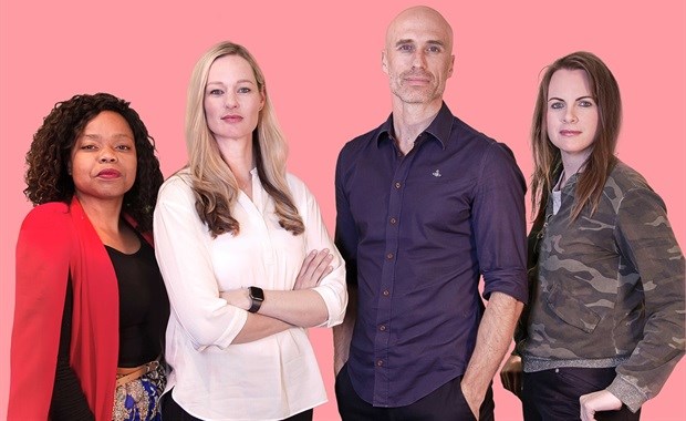 Left to right: Lesego Masite, head of finance; Robyn Campbell, managing director; Mike Barnwell, chief creative officer; Camilla Clerke, executive creative director