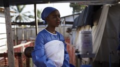 A health worker looks on at an Ebola transit centre in Beni in North Kivu province, DRC. Hugh Kinsella Cunningham/EPA