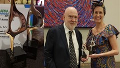 Pictured are Paul Holmes of The Holmes Report and Regine le Roux, managing director of South Africa’s Reputation Matters. Reputation Matters scooped up two SABRE Africa awards, one for superior achievement in measurement and evaluation and the other for the industry sector category.