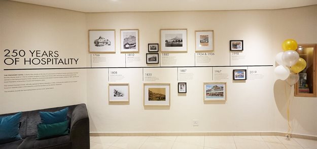 The President Hotel's 21st birthday history wall. Image supplied.