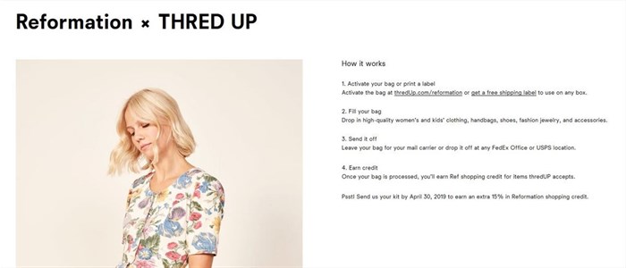 The Reformation x Thred Up recycle programme.