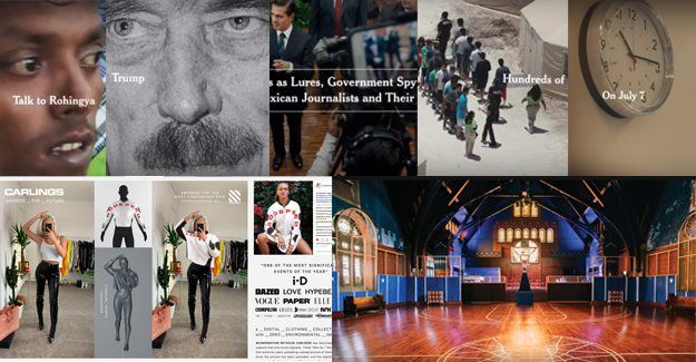 #CannesLions2019 Entertainment Grands Prix winners: Top row is Final Cut and Droga5 New York's New York Times journalism's Resolve (Myanmar), Rigor (Taxes), Courage (Mexican Spyware), Perseverance (Immigration) and Fearlessness (Isis) campaign. Bottom left is Digital Craft Grand Prix winner Virtue's work for Carlings' Digital Collection, 'Address the Future'. Bottom right is Industry Craft Grand Prix work for Momentum New York and Canada's Nike 'Just Do It: HQ at the Church'.