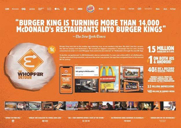 Cannes Lions 2019 Titanium Grand Prix winner, 'Whopper Detour'.