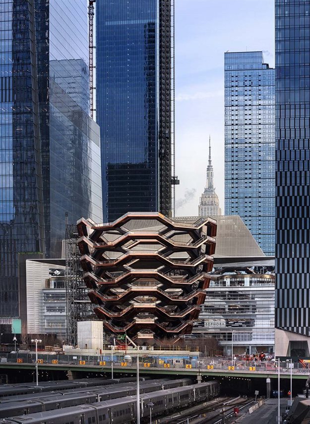 Heatherwick Studio-designed Vessel at Hudson Yards Opened to the public. Image courtesy of WAF