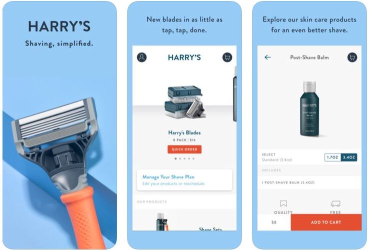 Harry's Shaving Club's iPhone app.