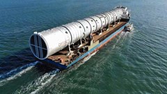 The atmospheric tower destined to the Dangote Refinery in Nigeria. Image: The Gaurdian, Nigeria