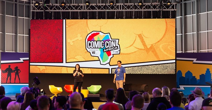 Weaving on stage at last year's inaugural Comic Con Africa.