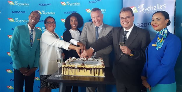 Air Seychelles' new fuel-efficient a320neo welcomed at OR Tambo