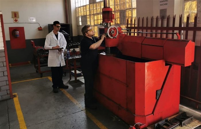 Assessor, JP Pereira (left) with Christiaan Oertel, a trainee at the Automotive Specialised Testing Academy (ASTA)
