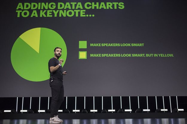 One of Bordé's more amusing slides, on stage at the DStv Seminar of Creativity, part of #Loeries2019. Image via Al Nicoll © via Gallo Images.