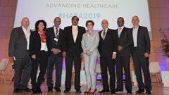 Dr Chris Archer, CEO of the South African Private Practitioners Forum; moderator, Tanya Cohen, former Business Unity South Africa CEO; Dr Guni Goolab, principal officer, Government Employee Medical Scheme (GEMS); Dr Terence Moodley, board member of Samed; Melanie da Costa, director of strategy and healthcare policy, Netcare; Dr Stavros Nicolaou, chairman of the Pharmaceutical Task Group Dr Anban Pillay, deputy director general, National Department of Health; and Dr Jonathan Broomberg, CEO, Discovery Health