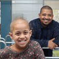 Mikah Saunders and her dad, Deon, in Red Cross Children's Hospital's new haemotology-oncology unit.