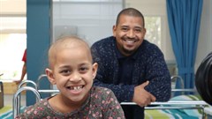 Mikah Saunders and her dad, Deon, in Red Cross Children's Hospital's new haemotology-oncology unit.