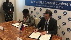 Muloni Irene Nafuna, Ugandan energy minister and Nikolay Spassky, deputy director general of Rosatom