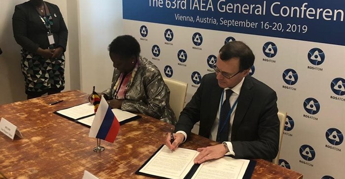 Muloni Irene Nafuna, Ugandan energy minister and Nikolay Spassky, deputy director general of Rosatom