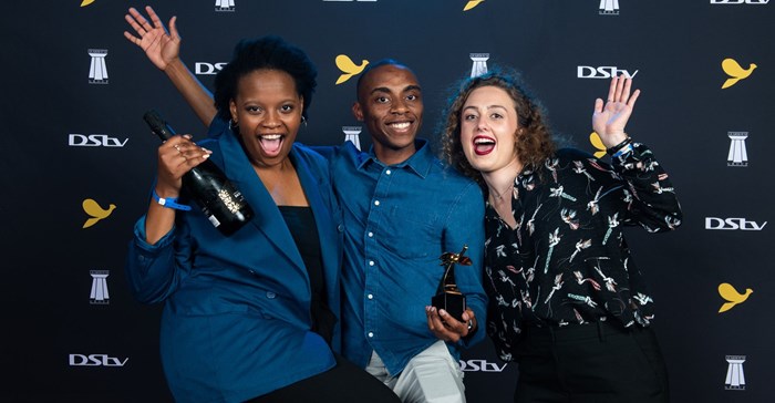 This year's Facebook Student Challenge winners. From left to right Vega's Tshego Kwele, Vini Xavier and Cara Brauckman. Image credit: Julian Carelsen/2019 Loerie Awards.