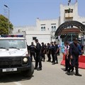 Police officers are seen at El Harrach prison in Algiers, Algeria, on June 13, 2019. Freelance journalist Sofiane Merakchi was recently sent to the prison for pre-trial detention. Credit: CPJ/Reuters/Ramzi Boudina.
