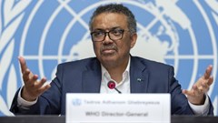 Tedros Adhanom Ghebreyesus, World Health Organisation director-general, speaking on Ebola at the UN’s Geneva headquarters. EPA/Martial Trezzinni