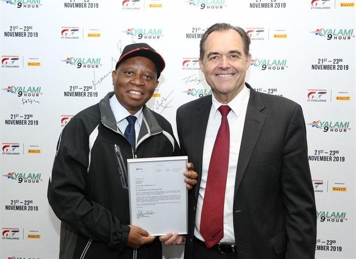 Mayor Herman Mashaba and the CEO of the Kyalami Grand Prix Circuit, Toby Venter