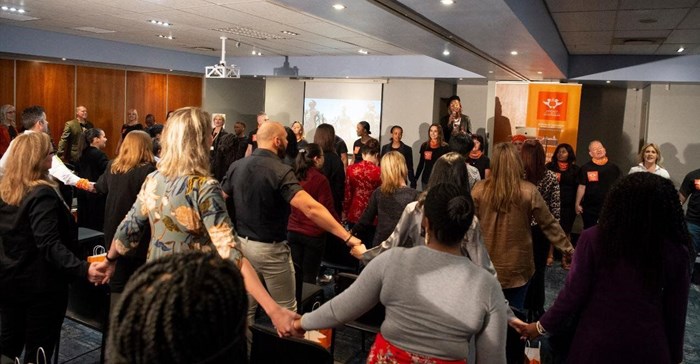 Singing the South African national anthem, a call to stand united, as marketers and businesses pledge to start fixing tomorrow’s problems, today. Image supplied.