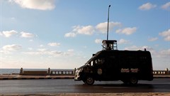 A police van is seen in Alexandria, Egypt, on September 27, 2019. Security forces recently arrested and allegedly tortured journalist Esraa Abdel Fattah. Credit: CPJ/Reuters/Amr Abdallah Dalsh.