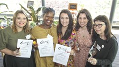 The 2019 Galliova Awards Winners: Esther Malan (2019 Galliova Broiler Champion Food Writer); Nomvuselelo Mncube (2019 Galliova Egg Champion Food Writer); Margie Els-Burger (2019 Galliova Food Writer of the Year; Chiara Turilli (2019 Galliova Up & Coming Food Writer of the Year); Glynis Horning (2019 Galliova Health Writer of the Year).