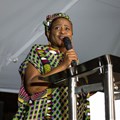 Mahlatse Mahlase delivering her speech at the Sanef Black Wednesday Dinner. Image credit: Sanef.