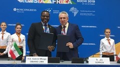 Gabriel Mbaga Obiang Lima, Equatorial Guinea's minister of mines and hydrocarbons and Sergey Gorkov, director general and chairman of the board of Rosge