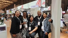 From left to right: Beverly Farmer from Women in Wine, Malmsey Rangaka from M’Hudi Wines, Denise Stubbs from Thokozani, Sheila Hlanjwa from Lathitha Wines, and Carmen Stevens from Carmen Stevens Wines at the recent ProWine China.