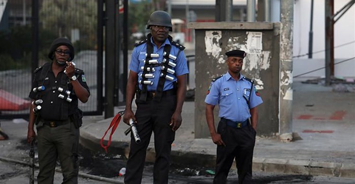 Police officers are seen near Lagos, Nigeria, on September 3, 2019. Journalists in Kogi and Bayelsa states reported being harassed and threatened during recent elections. Credit: CPJ/Reuters/Temilade Adelaja.