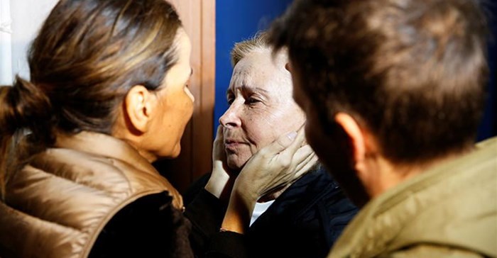 Journalist Nazli Ilicak is embraced after her release from prison in Istanbul in November 2019, after a court ordered her free on time served at a retrial. Two of her colleagues remain in prison on terrorism related charges, among the 47 journalists jailed in Turkey. Credit: CPJ/Reuters/Huseyin Aldemir.