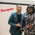 Jacaranda FM's Renaldo Schwarp receives the Koker Youth Award at the Afrikaanse Taalraad (ATR) Koker Awards. Image supplied.