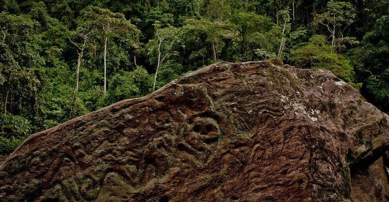 People have lived in Ecuador’s Amazon forests for thousands of years, including those who made this petroglyph (rock art) in Napo province.