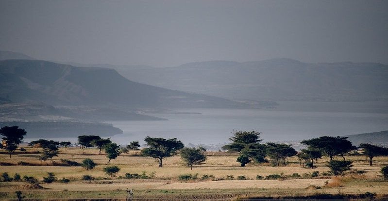 View of deforestation around Lake Lagano in Ethiopia. Migration, agricultural expansion and charcoal production have cleared the forests in this area.  Girard